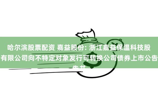 哈尔滨股票配资 嘉益股份: 浙江嘉益保温科技股份有限公司向不特定对象发行可转换公司债券上市公告书
