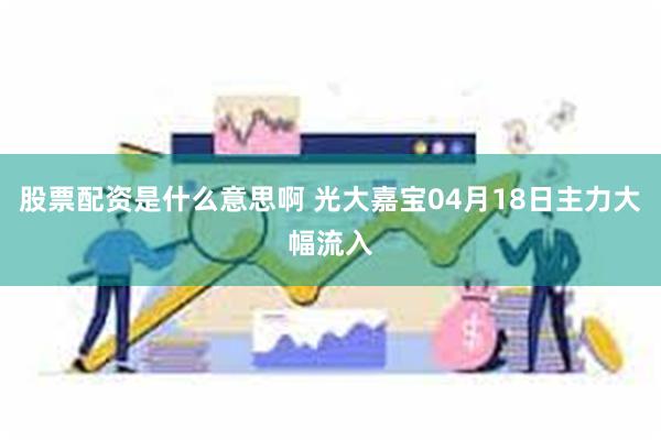 股票配资是什么意思啊 光大嘉宝04月18日主力大幅流入